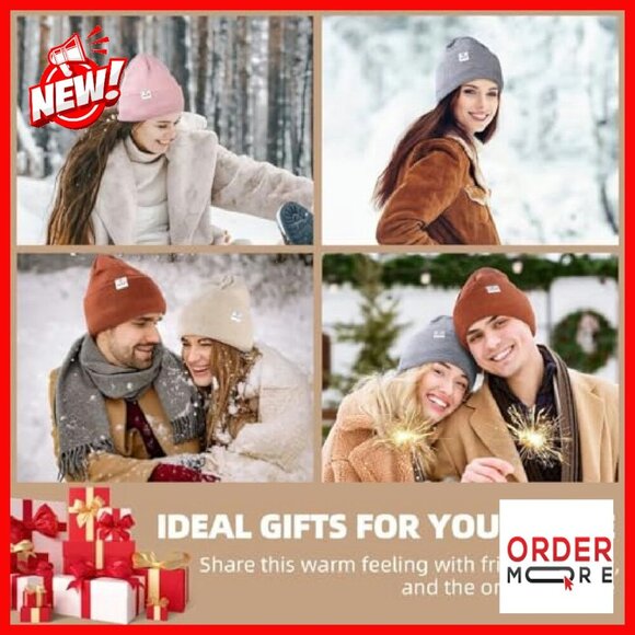 Satin Lined Winter Beanie Set 3 Pack Unisex Warm Knit Hat
